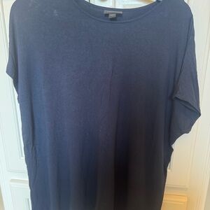 J. Jill Blue Short Sleeve Tee Classic Crew Neck